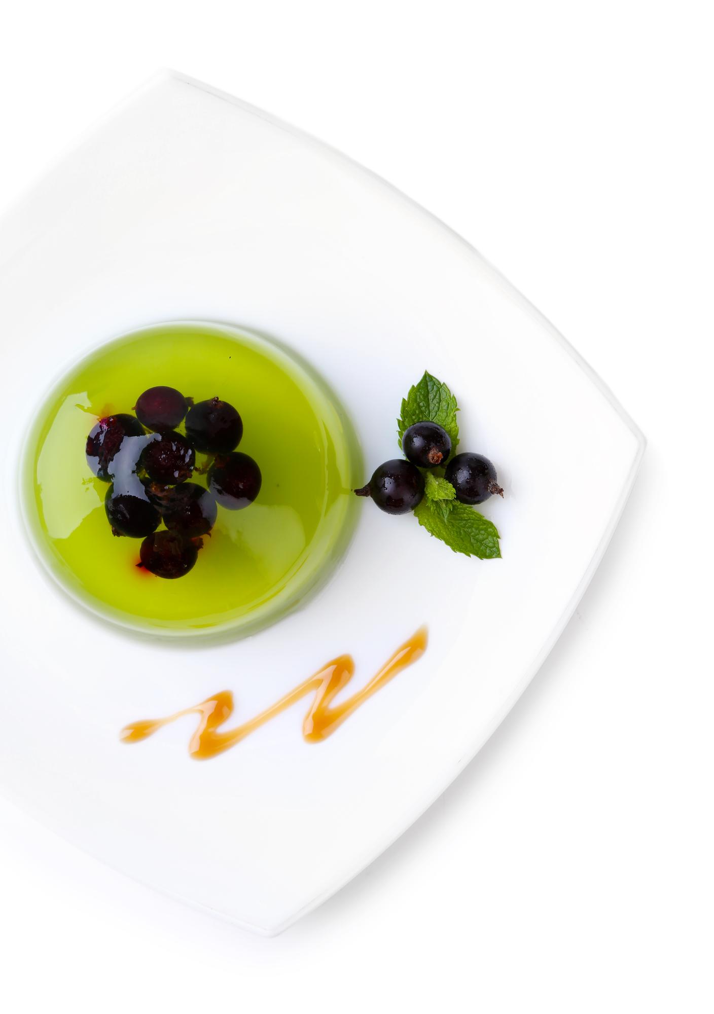 Plated dessert with garnish
